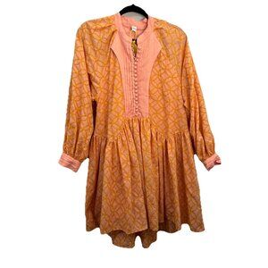 Asa Short Babydoll Puff Sleeve Eyelet Floral Dress Size Large